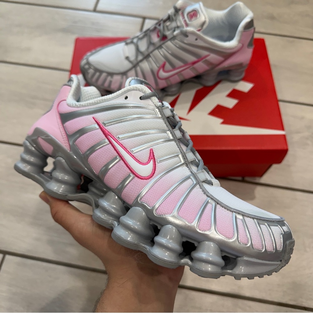 NIKE SHOX TL MTLC PLATINUM/PINKSICLE